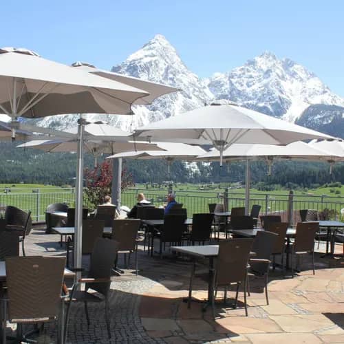 shaded mountain view: umbrosa paraflex flexible arm umbrella four plus one canopy