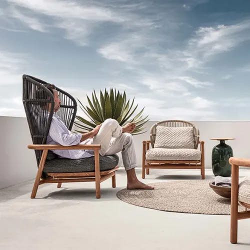 intimate or sumptuous? fern lounge chair with high backrest (left) and low backrest (center back)—however you feel like at the moment