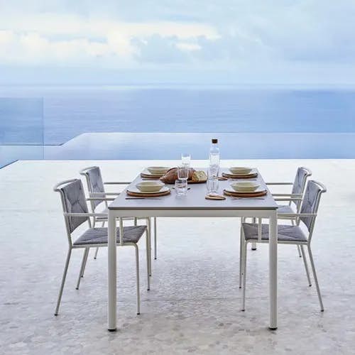 71" Table Cream Frame | Armchairs Pearl Grey