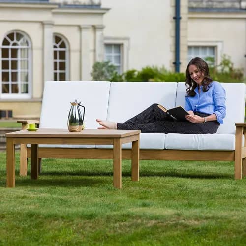 Barlow Tyrie Haven 3-Seater Settee and 39" Square Conversation Table