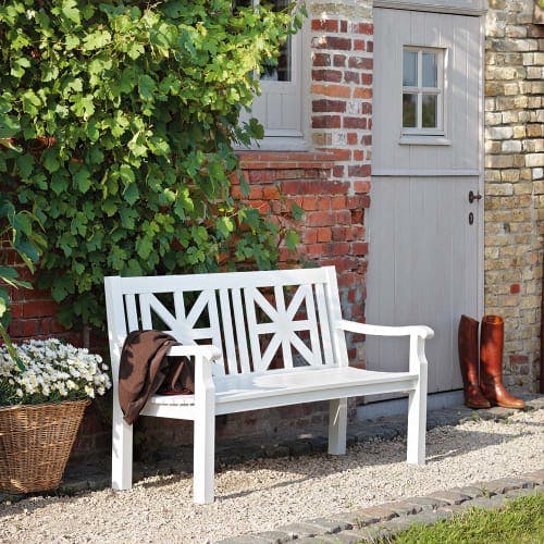 artisan craftsmanship: the cottage bench is hand-welded, polished, and powder-coated