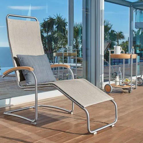 lightweight design: the airy bolero sling lounge chair reclines when you lead back, leading to a sensation like floating on air