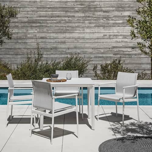 carver square bianco dining table with 180 dining chairs