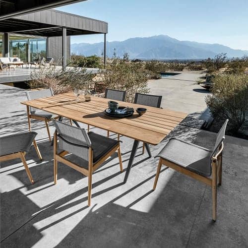 Gloster Split 67" Teak Dining Table | Sway Dining Armchairs