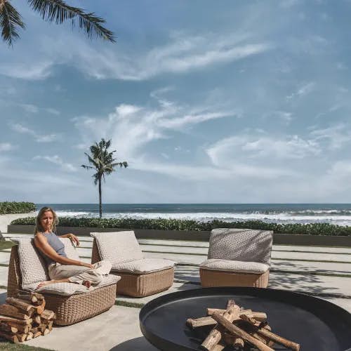 Gloster Omada Lounge Chairs | Large Fire Bowl