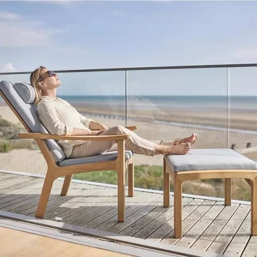 Barlow Tyrie Monterey Deep Seating Armchair with Teak Ottoman