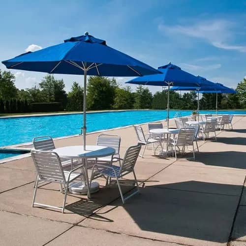 Frankford Monterey 9' Octagonal Market Umbrella (Crank / No Tilt) | Pacific Blue Canvas Fabric