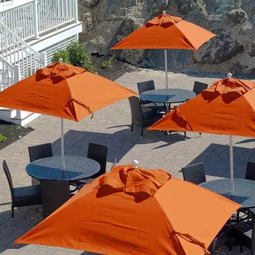 Frankford Monterey 6.5' Square Market Umbrella (Pulley Lift) | Orange Canvas Fabric