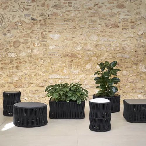 POINT Weave Ottomans & Planters | Black Rope