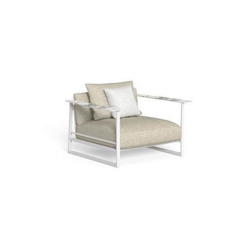 Beige Fabric Cushion | White Aluminum