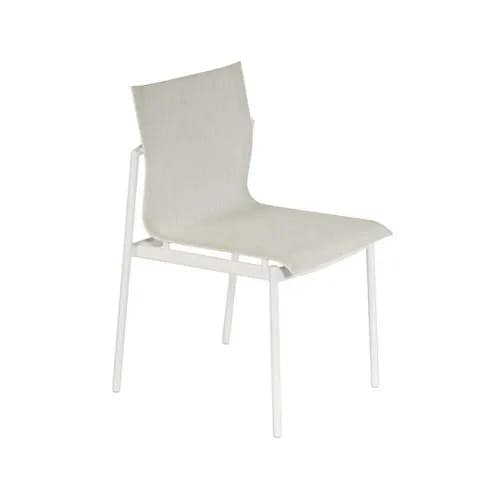Barlow Tyrie Around Side Chair | Arctic White Powder-Coated Aluminum Frame | Oyster Sunbrella Sling