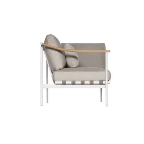 Barlow Tyrie Around Deep Seating Single Module - Aluminum (R) / Teak (L) Arms | Arctic White Aluminum Frame