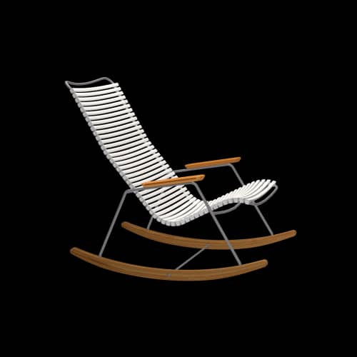 Houe Click Rocking Chair | Muted White Lamellas with Bamboo Armrests