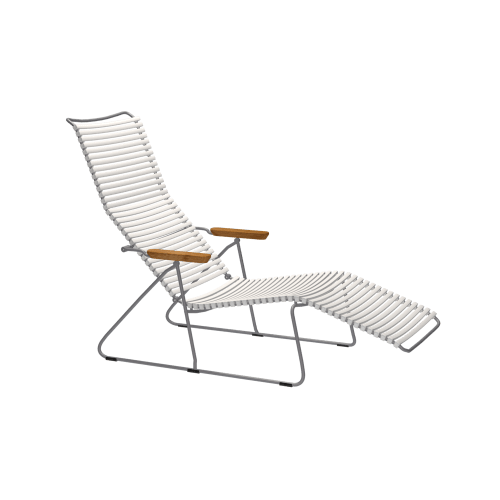 Houe Click Sun Lounger | Muted White Lamellas with Bamboo Armrests