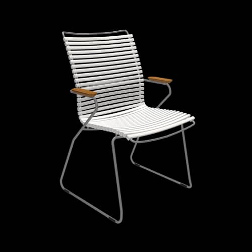 Houe Click Tall Dining Armchair | Muted White Lamellas with Bamboo Armrests