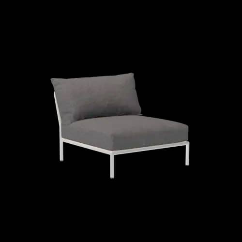 Houe Level 2 Chair | Muted White Powder-Coated Aluminum Frame | Slate Sunbrella Heritage Fabric Cushion