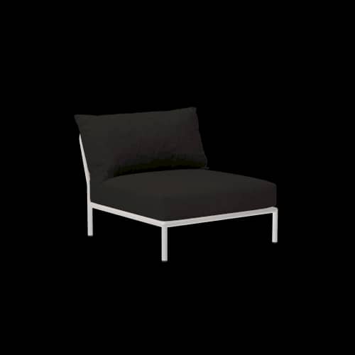 Houe Level 2 Chair | Muted White Powder-Coated Aluminum Frame | Charcoal Sunbrella Heritage Fabric Cushion