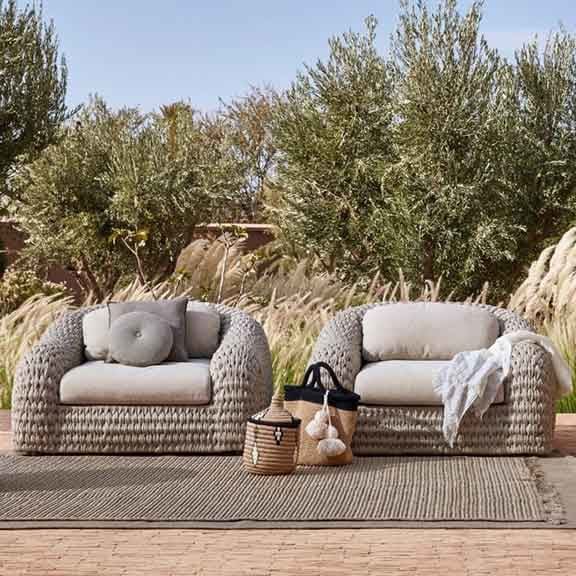 desert style: two kobo 1-seaters in pepper-colored outdoor rope (UV resistant