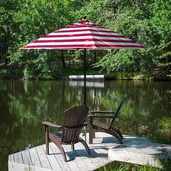 Frankford Monterey 6.5' Square Market Umbrella (Pulley Lift) | Red Stripe Canvas Fabric