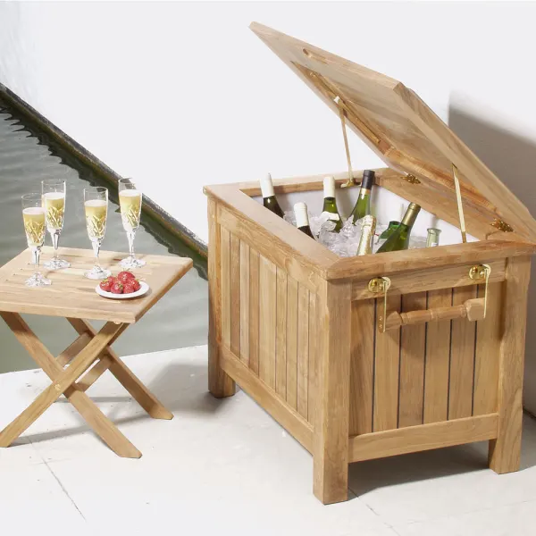 Barlow Tyrie Ascot Recliner Folding Footstool/Side Table with Reims Refreshment Chest