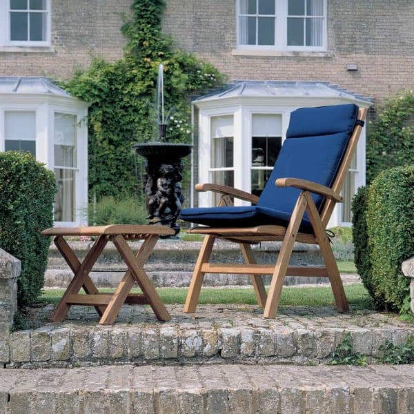 Barlow Tyrie Ascot Folding High-Back Recliner with Full-Seat Cushion and Ascot Recliner Folding Footstool