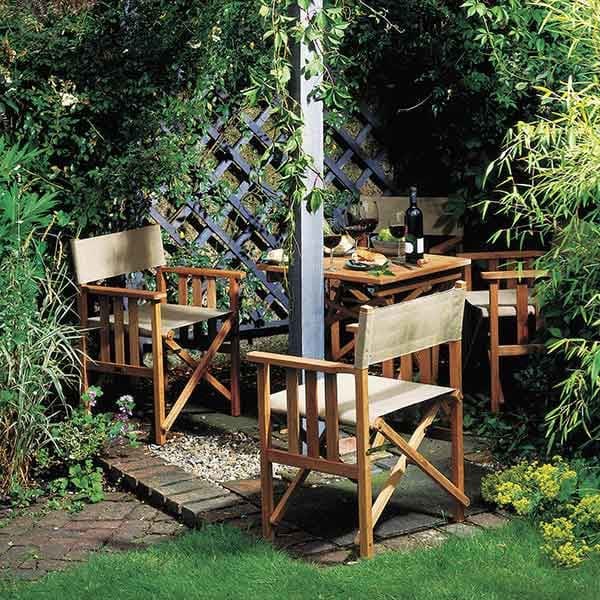 Barlow Tyrie Safari Folding Chairs with Safari 27" Folding Dining Table