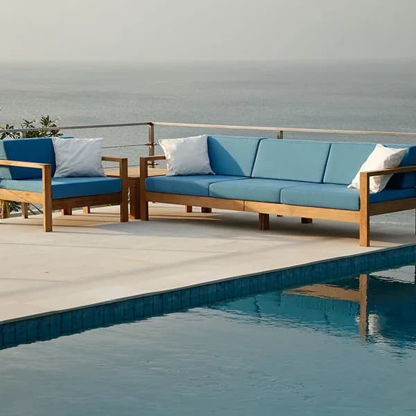 Barlow Tyrie Linear 3-Seater Settee with Linear Armchair and 30" Square Side Table