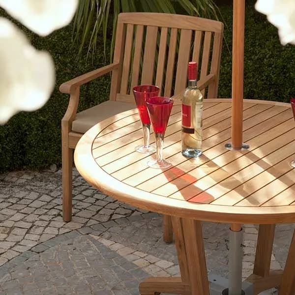 Barlow Tyrie Chesapeake Dining Armchair with Chesapeake 45" Round Dining Table