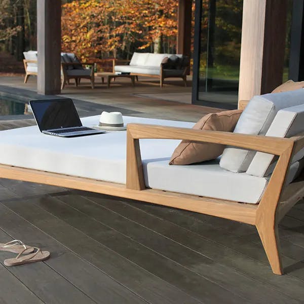 lounge and work remotely: left and right zenhit daybed modules combined to form one large module