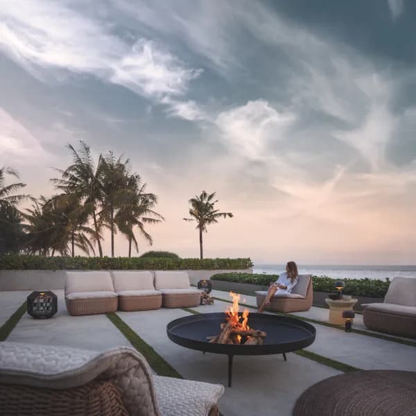 Gloster Omada Lounge Chairs | Large Fire Bowl