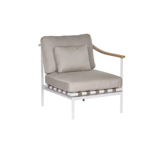 Barlow Tyrie Around Deep Seating Single Module - Teak Right Arm | Arctic White Aluminum Frame