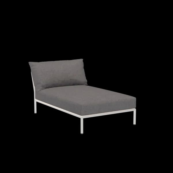 Houe Level 2 Chaise | Muted White Powder-Coated Aluminum Frame | Slate Sunbrella Heritage Fabric Cushion