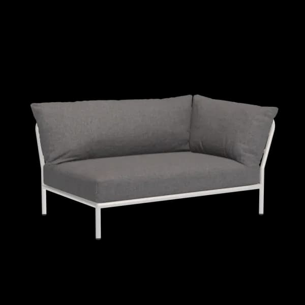 Houe Level 2 Corner Right | Muted White Powder-Coated Aluminum Frame | Slate Sunbrella Heritage Fabric Cushion