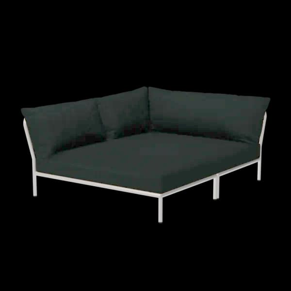 Houe Level 2 Cozy Corner Left | Muted White Powder-Coated Aluminum Frame | Alpine Sunbrella Heritage Fabric Cushion