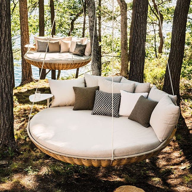 SWINGREST Hanging Lounger with Natural wrapped fiber (Photo courtesy of DEDON)