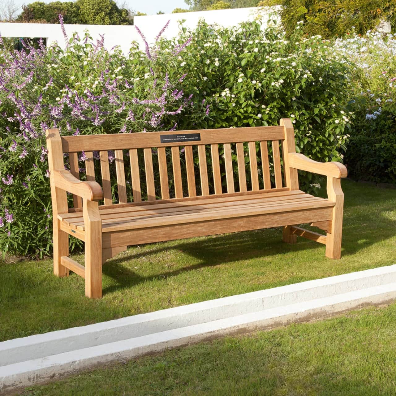 Barlow Tyrie Rothesay 72" Teak Garden Bench with Optional Bronze Plaque