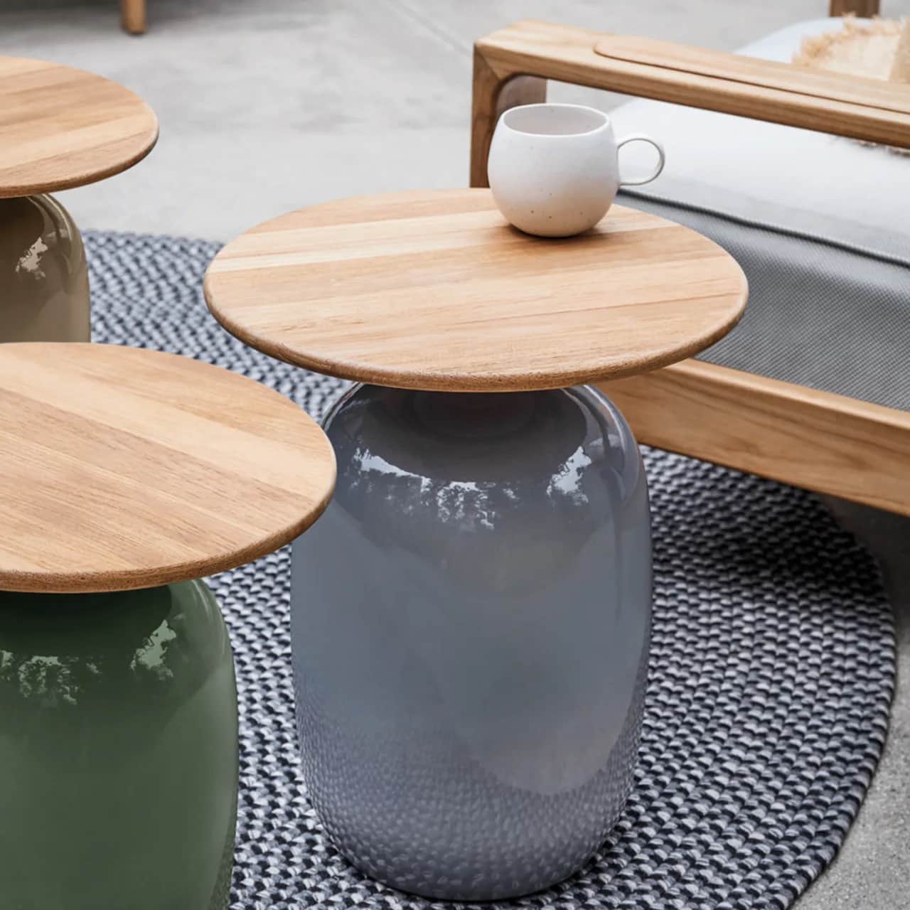 Gloster Blow 14" High Side Table | Coffee, Emerald & Smoke Base