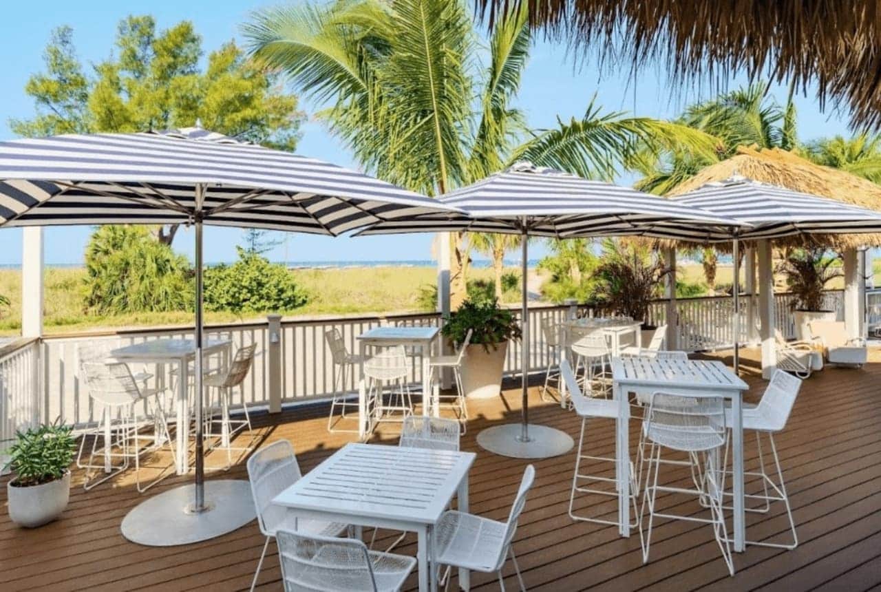 Frankford Greenwich 8.5' x 11' Rectangular Giant Market Umbrella | Black Stripe Canopy Fabric