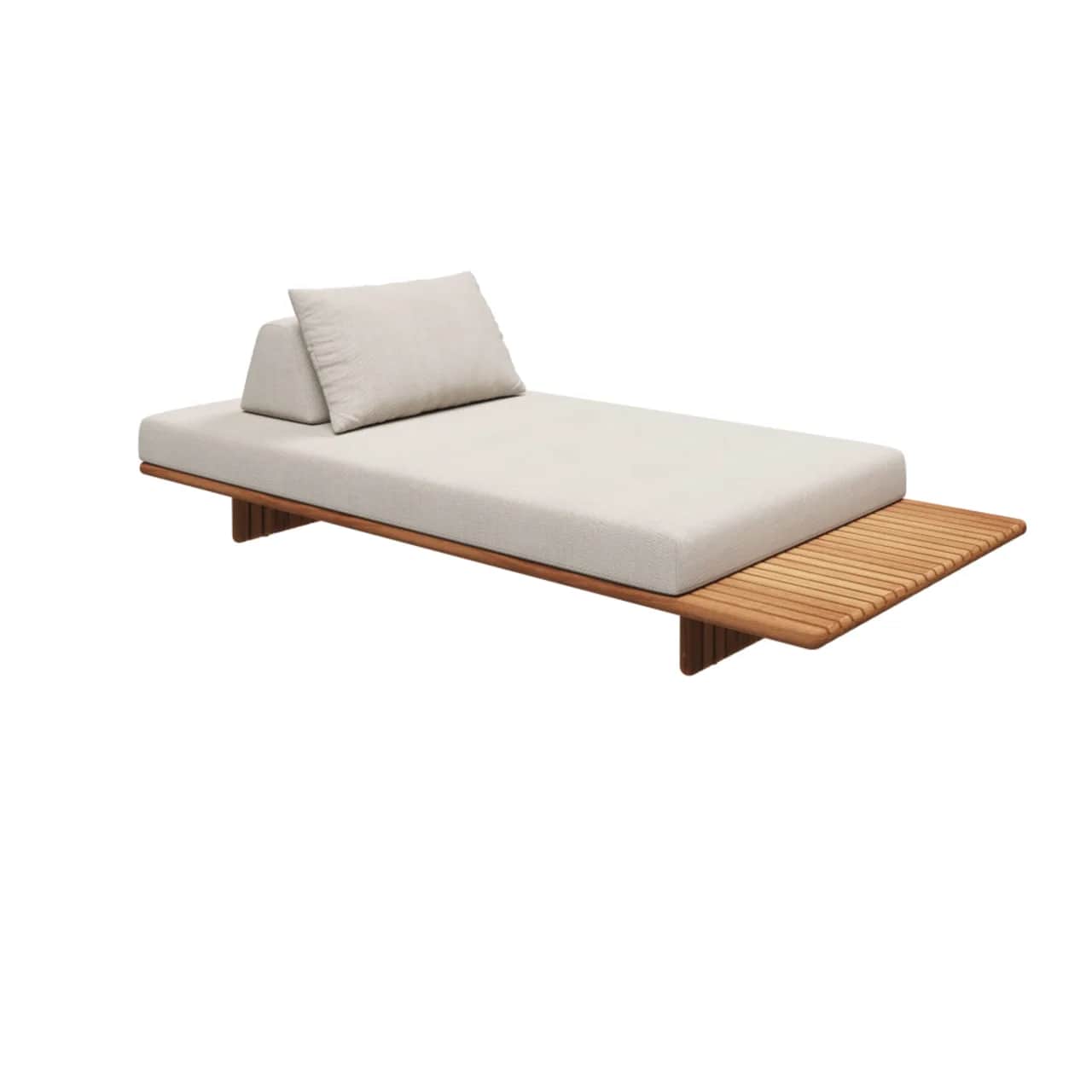 Gloster Deck Large Seating Unit | Frame: Natural Finish Teak | Cushions: Sunbrella, Ground Beach