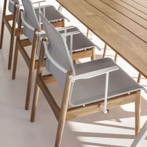 Gloster Split 110" Dining Table | Sway Dining Armchairs