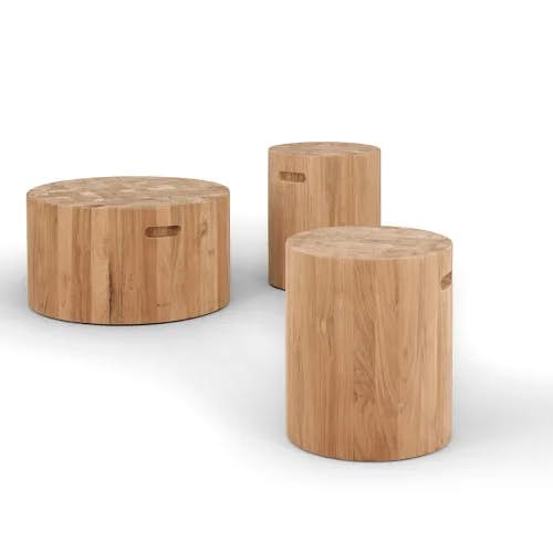 Gloster Block Round Coffee Table & Side Table
