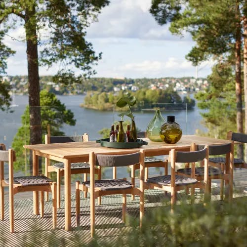 Koster Dining Set: Dining Chairs + 91" Teak Table