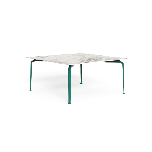Teal Green Aluminum | Calacatta Gres Table Top