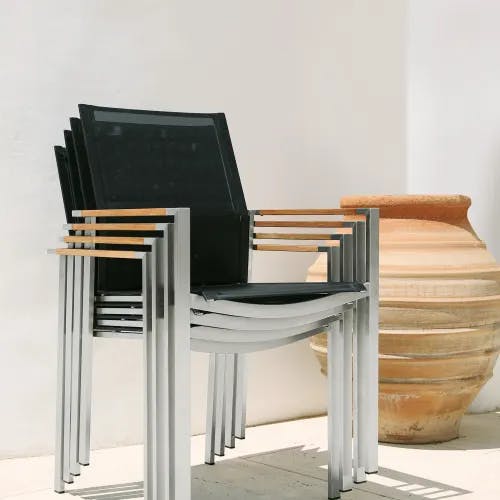 Stacked Barlow Tyrie Mercury Dining Armchairs | Sling: Charcoal