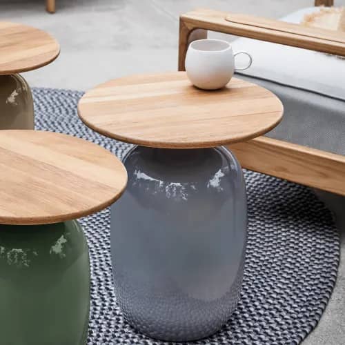 Gloster Blow 14" High Side Table | Coffee, Emerald & Smoke Base