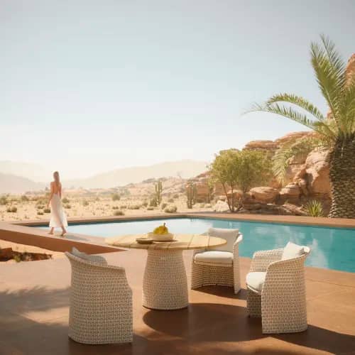 DEDON FLLAIR Armchairs & Dining Table| Fiber: Sahara