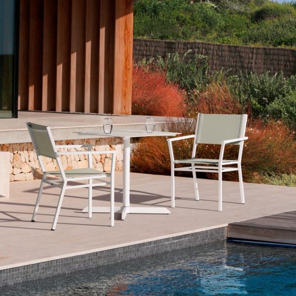 Barlow Tyrie Equinox | Painted Dining Armchairs with 27" Square Dining Table