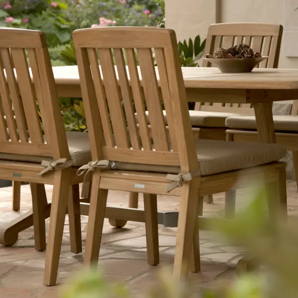 Barlow Tyrie Chesapeake Dining Side Chairs with Chesapeake 110" Rectangular Dining Table