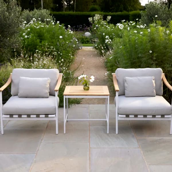 Barlow Tyrie Around Deep Seating Single Module - Teak Arms and 24" Square High Table