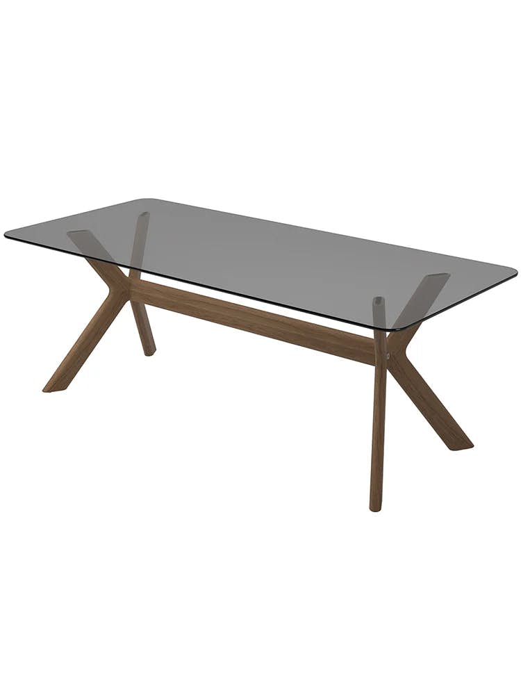 110in X-Frame Dining Table with smoked glass top